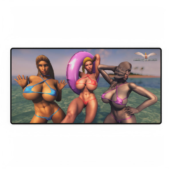 Andrea Roxanne and Lola at the Beach Computer Desk Mat